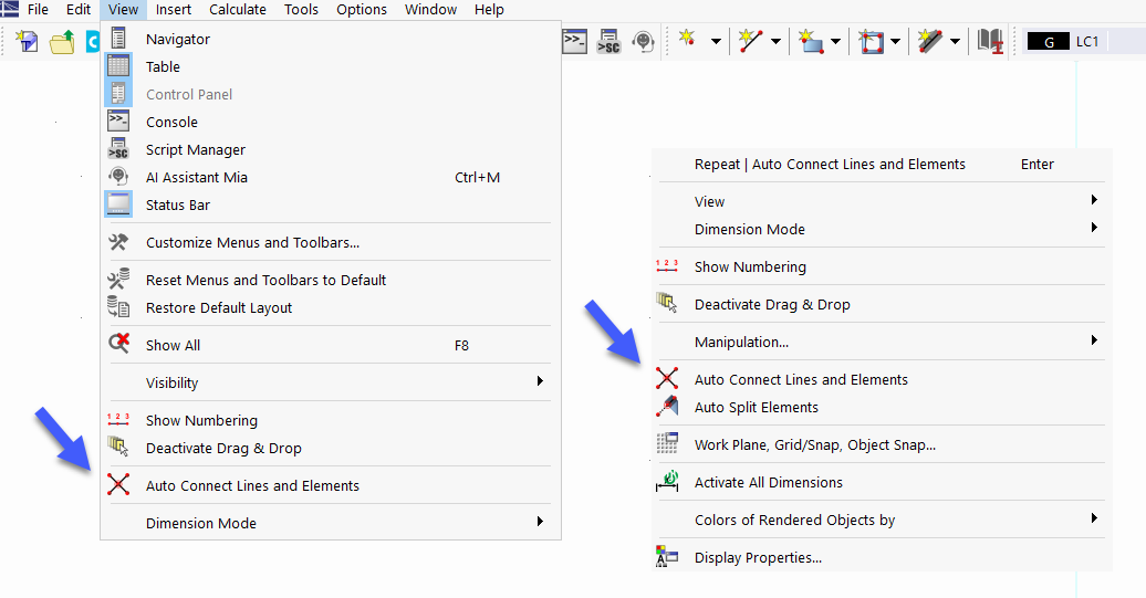 Function "Connect Lines/Members Automatically" in Menu and General Shortcut Menu