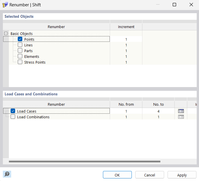 Moving Object and Load Case Numbers
