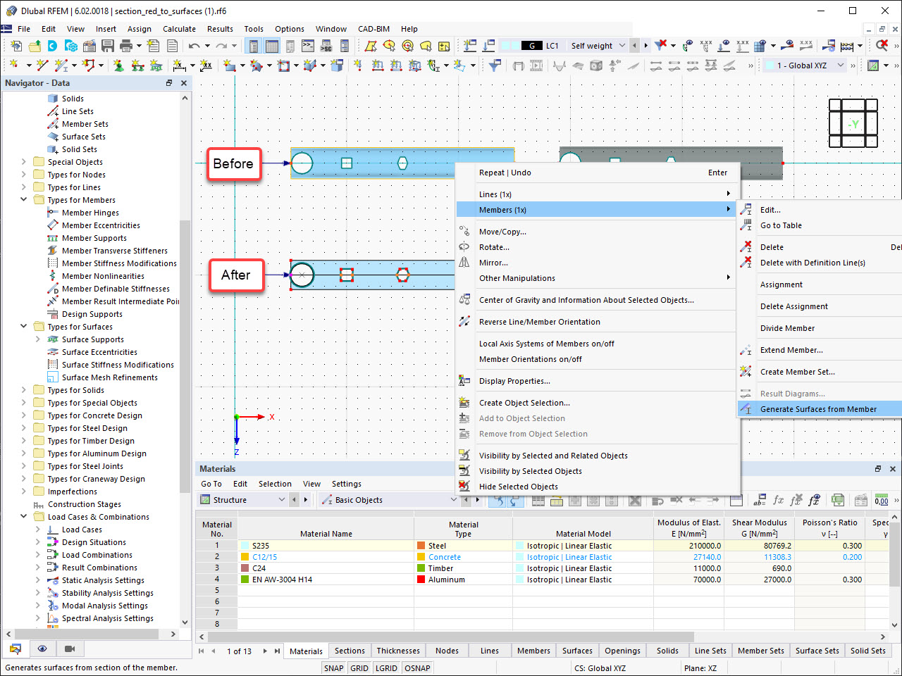 Feature 002473 | Surface Model from Member with Member Local Section Reductions