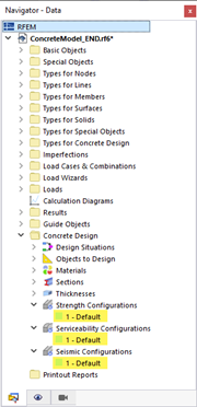 Default Configurations for Concrete Design According to ACI 318