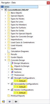 Default Configurations for Concrete Design According to ACI 318