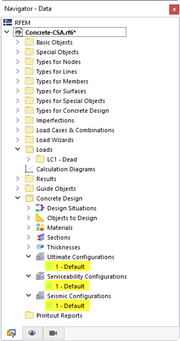 Default Configurations for Concrete Design According to CSA A23.3