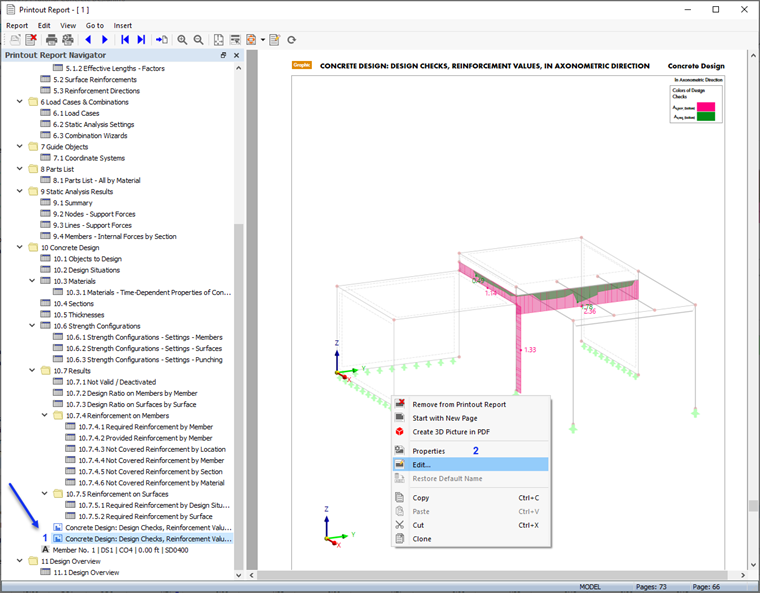 Image of Bottom Reinforcements and Shortcut Menu