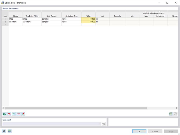 Editing Global Parameters