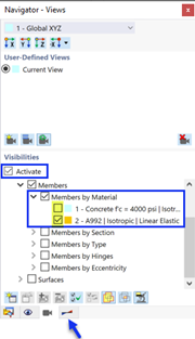 Activating Visibility of Steel Members Only