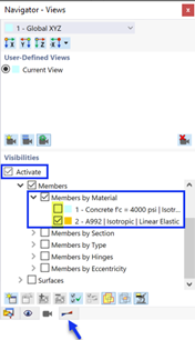 Activating Visibility of Steel Members Only