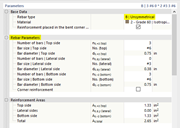 Rebar Parameters for Unsymmetrical Reinforcement