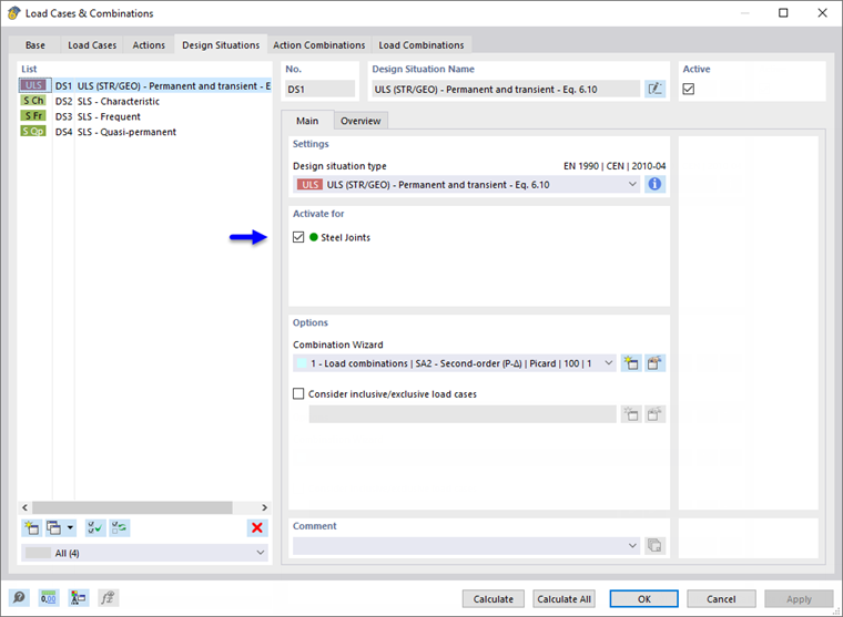 Activating Design Situation for Steel Joint Design