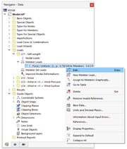 Shortcut Menu of Member Load
