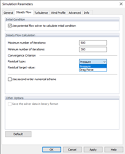 Simulation Parameters, Steady Flow, Residual Type