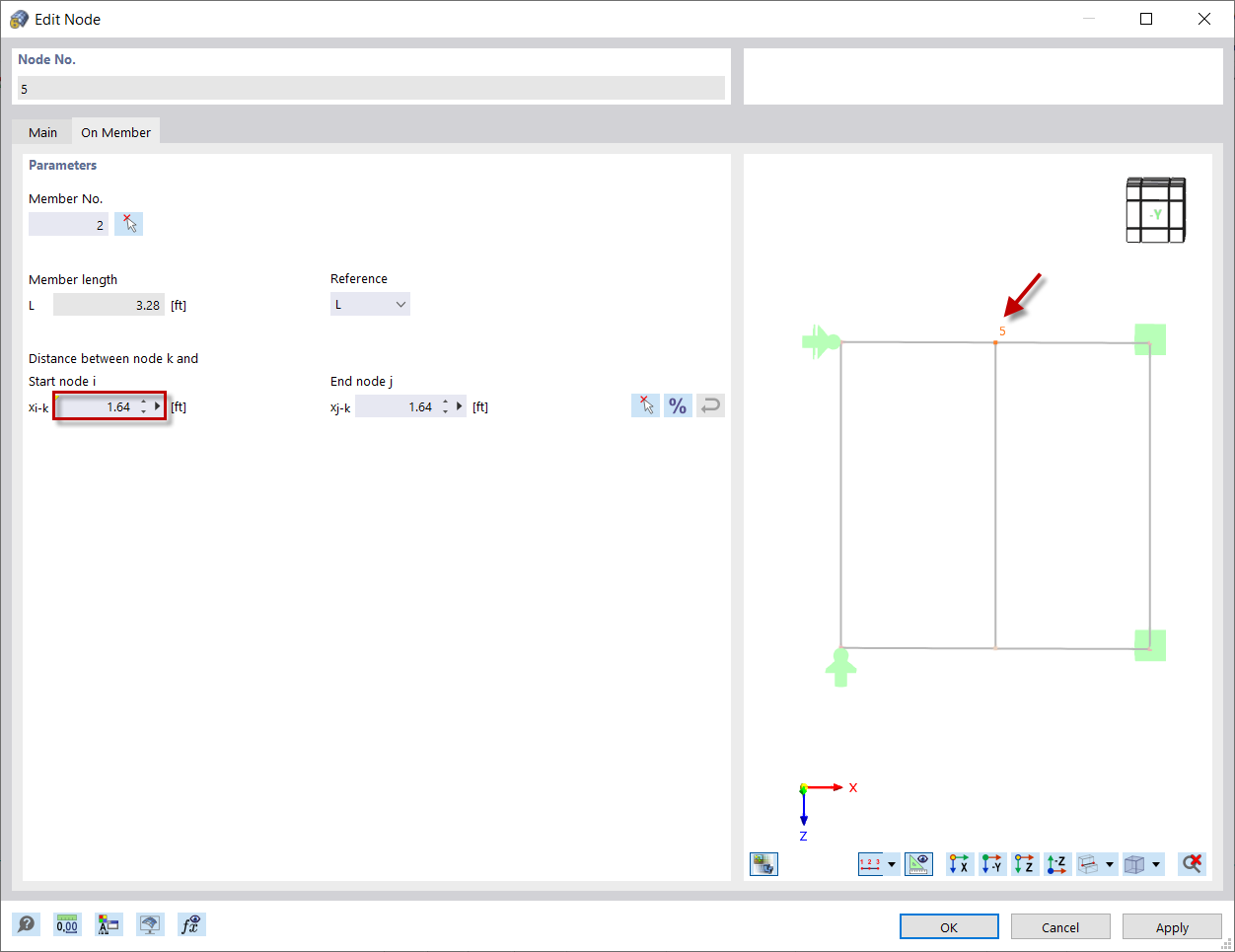 Distance Between Node 5 and Start Node of Member 2