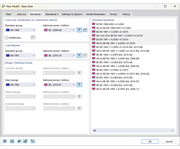 Dialog Box "New Model – Base Data" Tab "Standards I"
