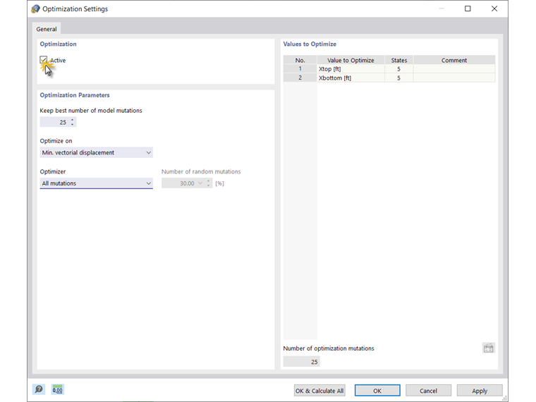 Optimization Settings