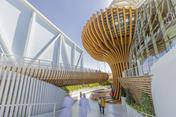 Pavilion with Footbridge Floating Above Entrance Area (© Rubner - Versatile Synergy)