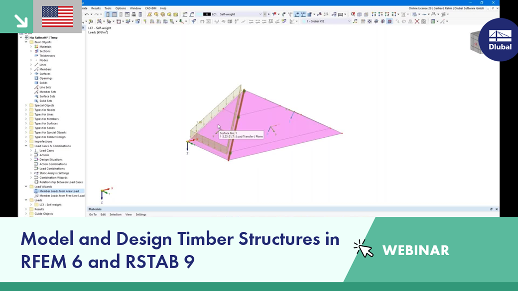 RFEM 6 and RSTAB 9 used for timber structure modeling webinar.