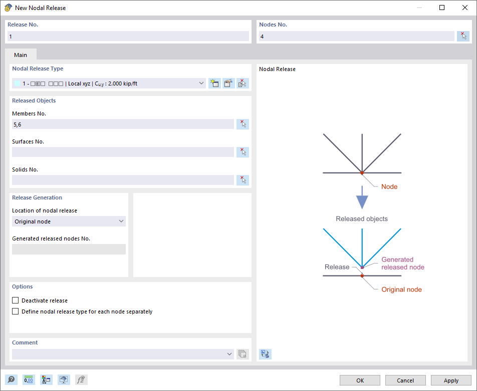 Dialog Box "New Nodal Release"