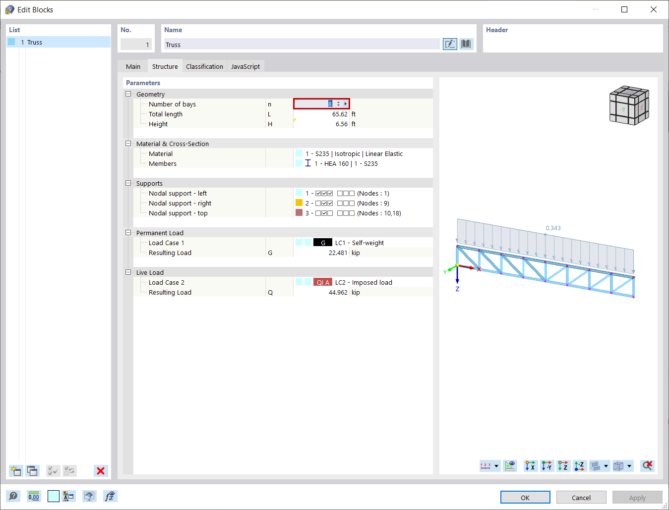 Adjusting Geometry Parameters of Block