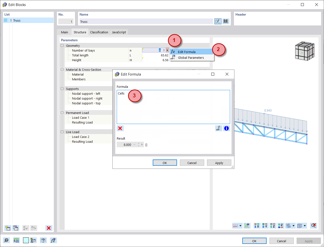 Connecting Geometry Parameters of Block with Global Parameters