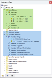 Basic Objects (Green) and Basic Object Types (Blue) in Navigator