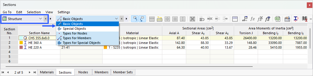 Basic Objects and Basic Object Types in Table