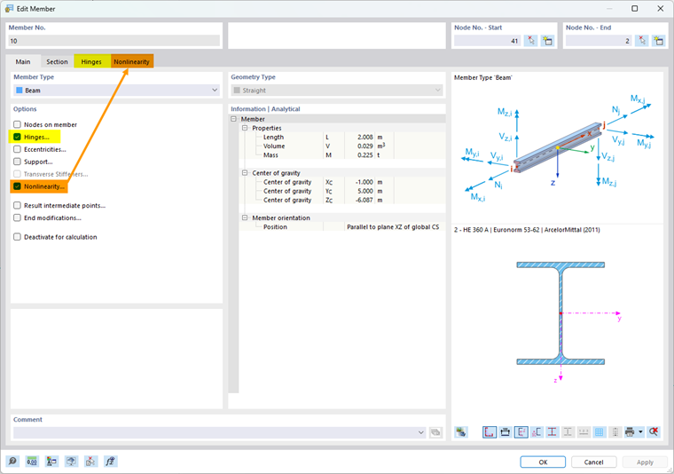 Providing Member (Basic Object) with Hinge and Nonlinearity (Types for Members)
