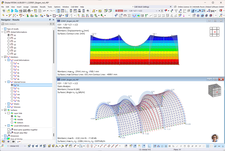 Arch-Supported Membrane with Construction Support