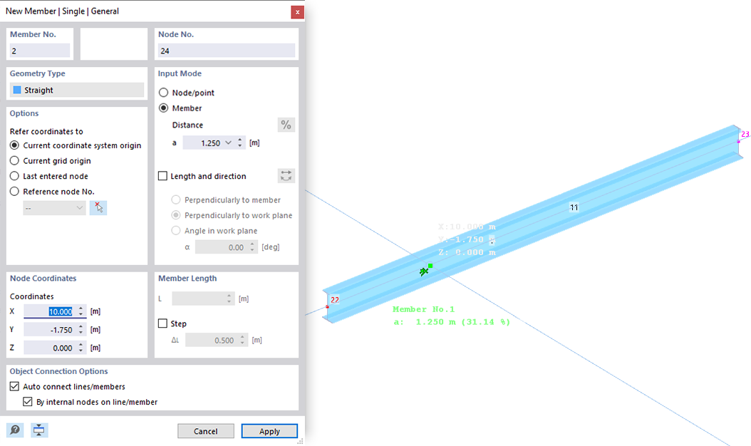 Setting Member at Distance Graphically