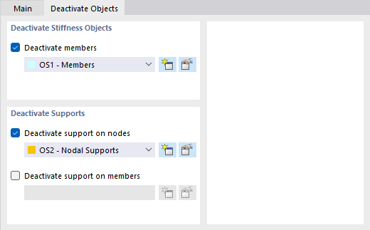 Deactivating Members and Nodal Supports