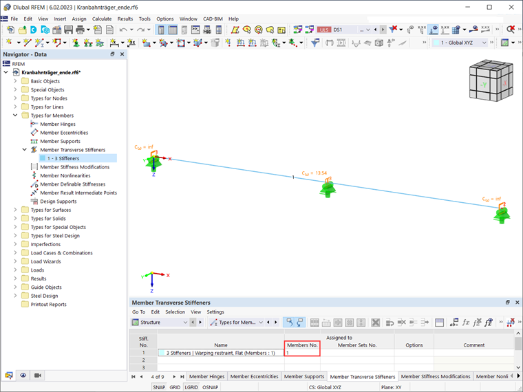 Member Transverse Stiffeners Assigned to Member