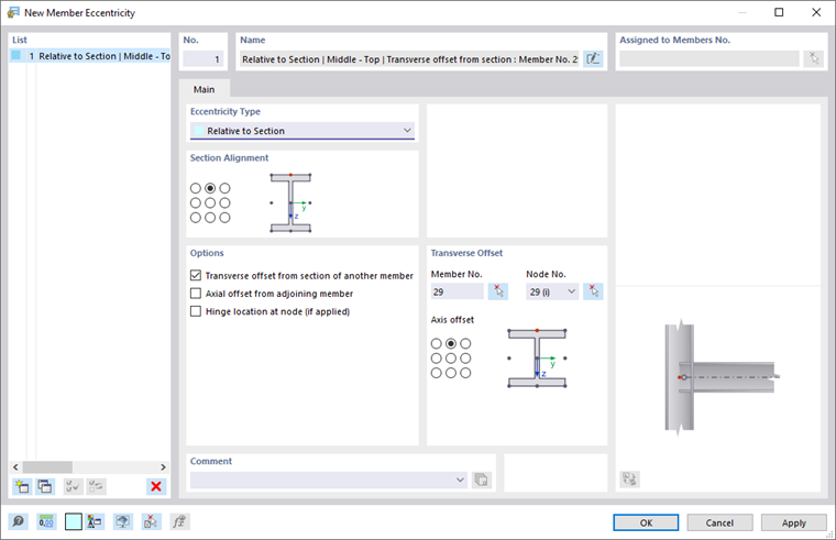Dialog Box "New Member Eccentricity"