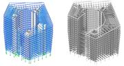 RFEM model and extruded Rhino 3D model of the ArcelorMittal headquarters  @ Bollinger+Grohmann (© Diego APELLÁNIZ)
