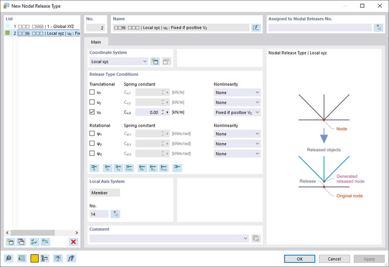 Dialog Box "New Nodal Release Type"