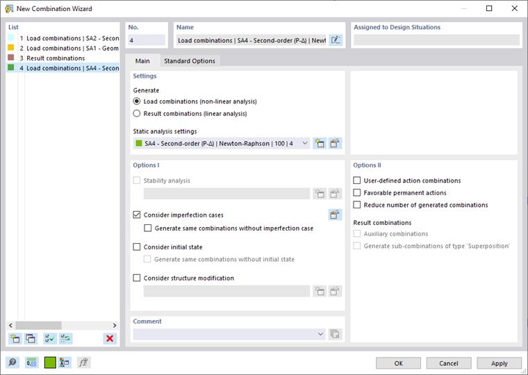 Dialog Box "New Combination Wizard"