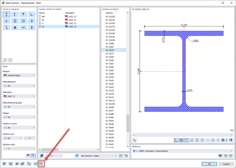 FAQ 005311 | How can I edit the parameters of an existing cross-section in the RFEM 6/RSTAB 9 library?