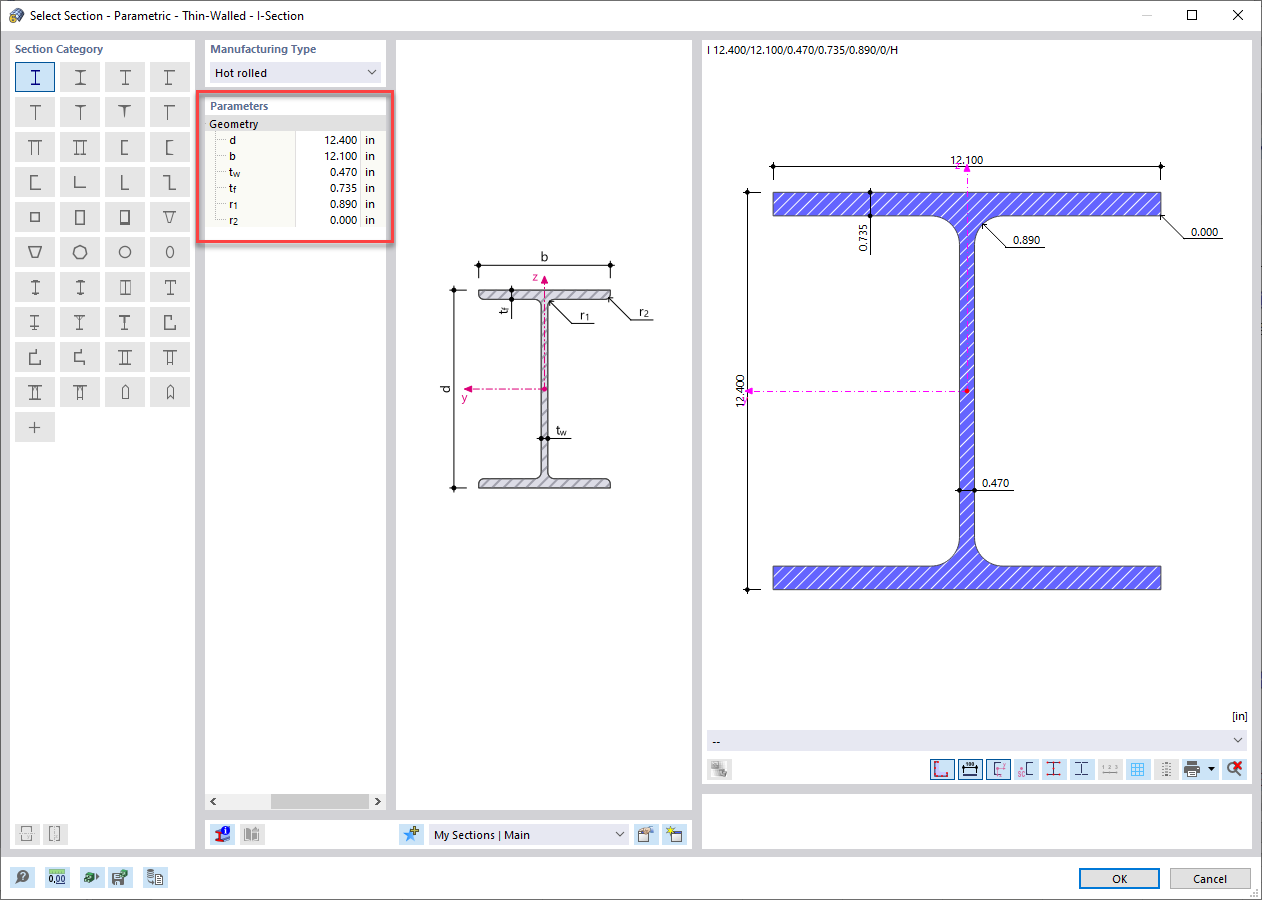 FAQ 005311 | How can I edit the parameters of an existing cross-section in the RFEM 6/RSTAB 9 library?