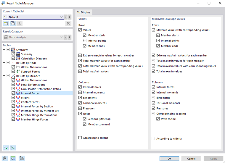 Defining Results and Details in Result Table Manager