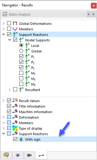 Displaying Support Reactions with Signs