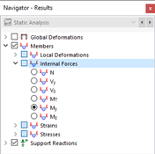 Selecting Member Internal Forces in Navigator