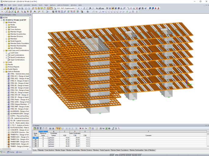 Partial Model of "Crocodile" Residential Building in RSTAB (© Timbatec Holzbauingenieure Schweiz AG)