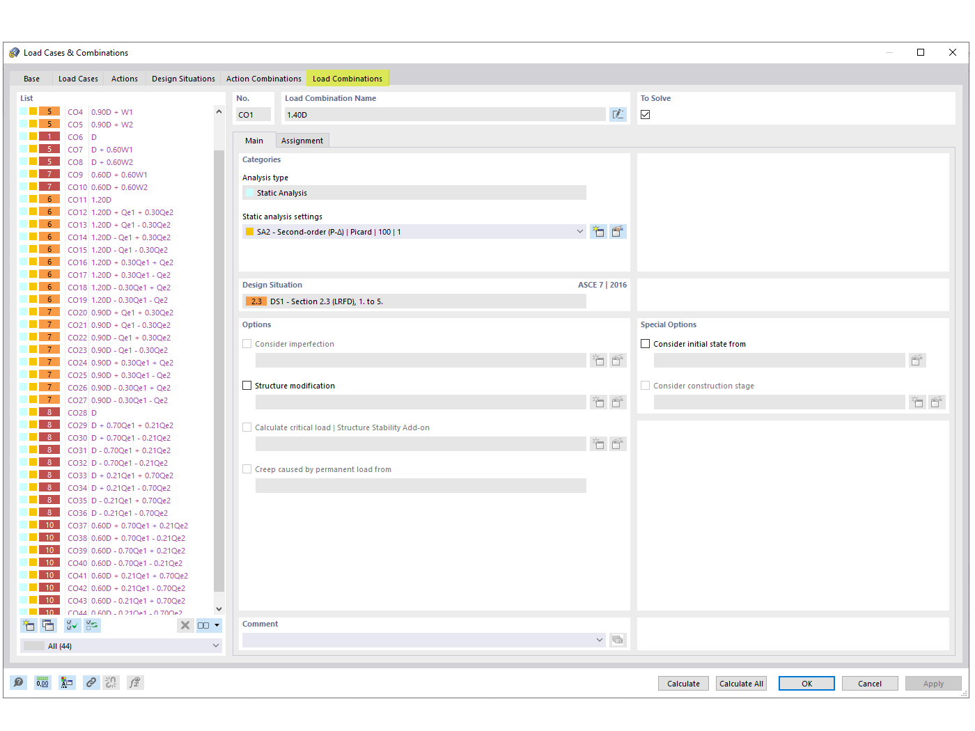 I do not see the seismic load cases in my generated ASCE 7 load combinations (COs). How do I add them?