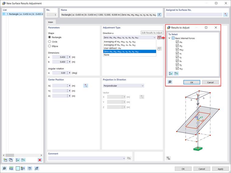 New Surface Results Adjustment: Adjustment Type