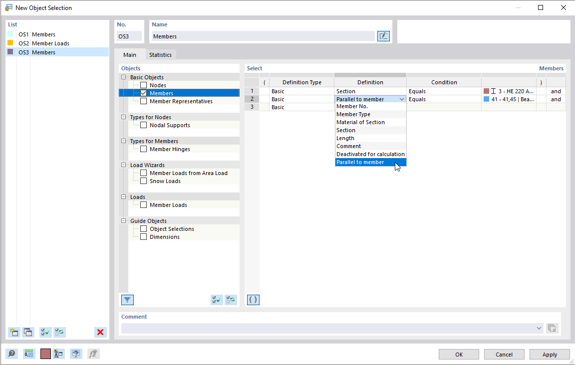 Dialog Box "New Object Selection"