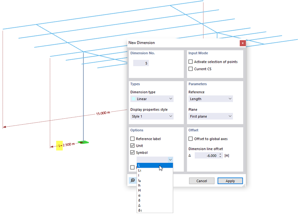 Using Dimension with Symbol
