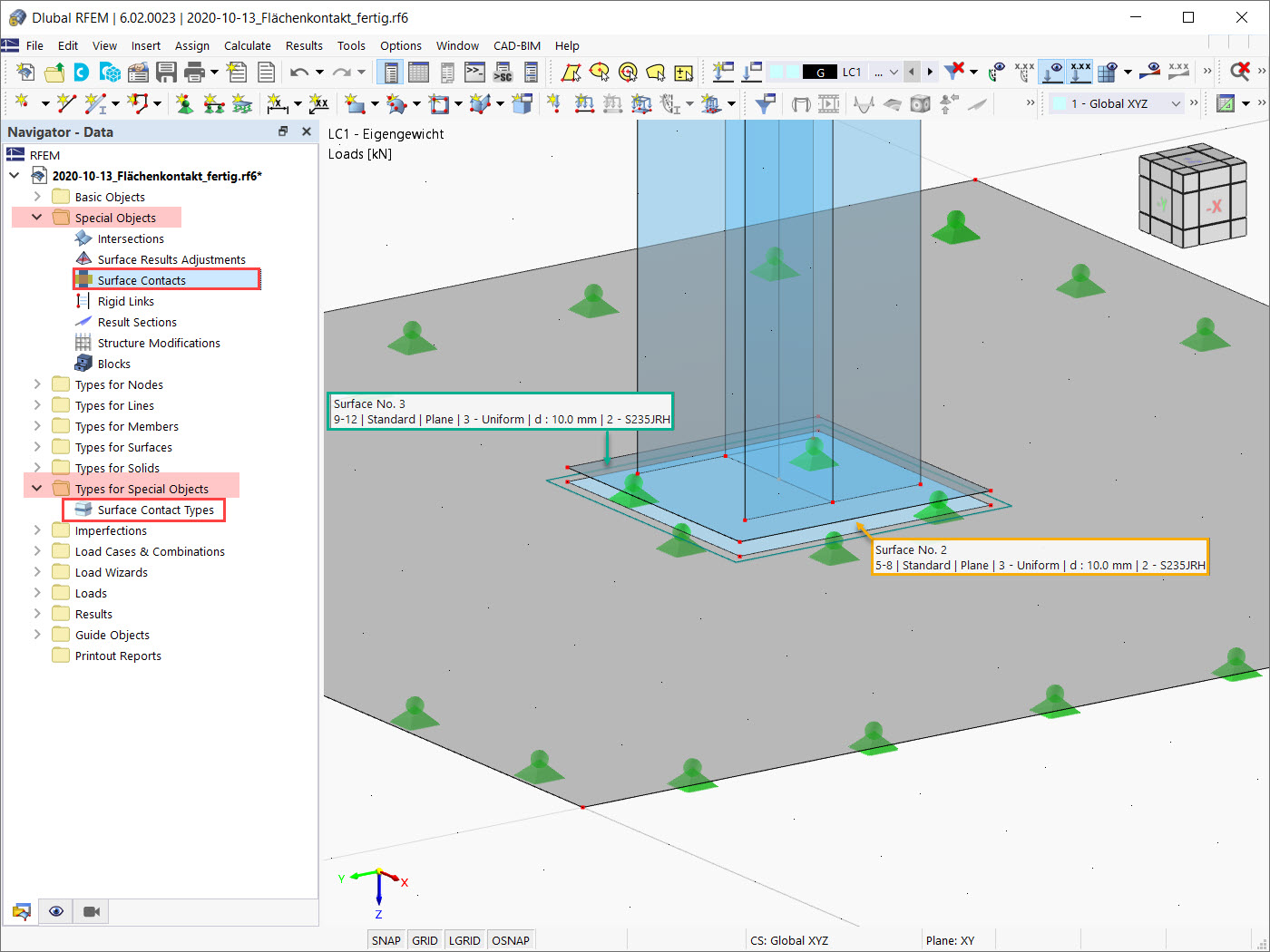 “Surface Contacts” and “Surface Contact Types” in Data Navigator