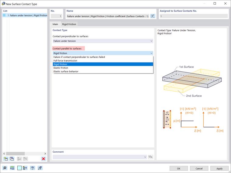 Dialog Box “New Surface Contact Type”: Contact Parallel to Surfaces