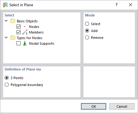 Dialog Box "Select in Plane"
