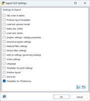 Exporting GUI Settings (Thicknesses)