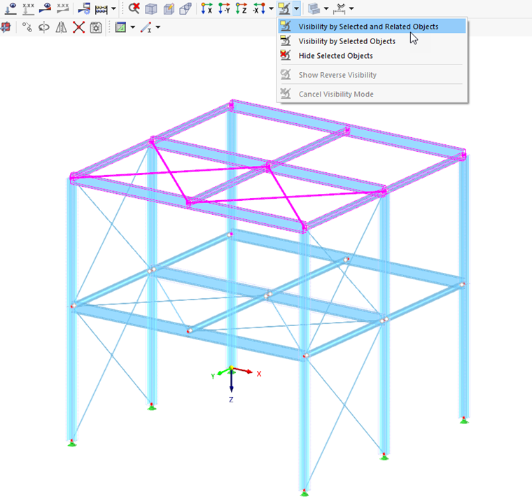 Buttons for Visibilities in Work Window