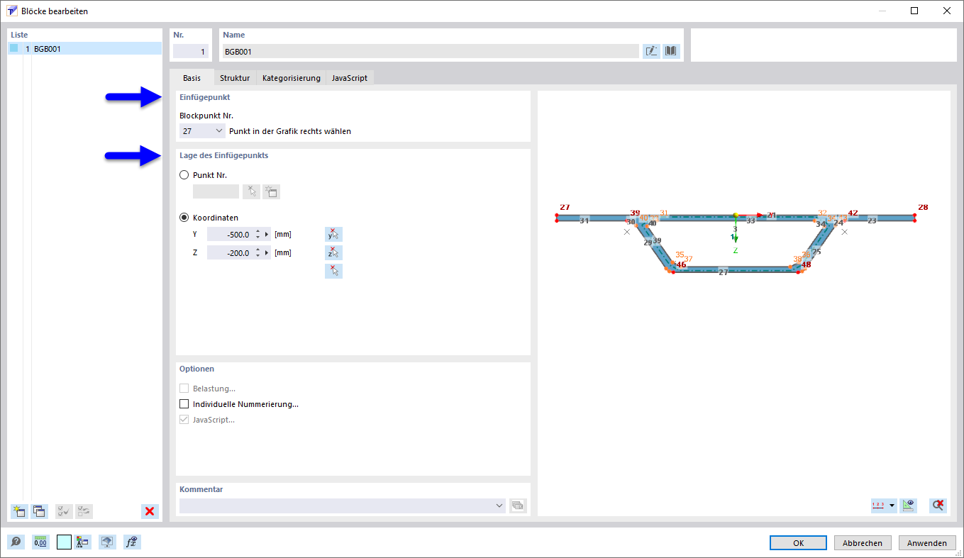 Defining Insert Points