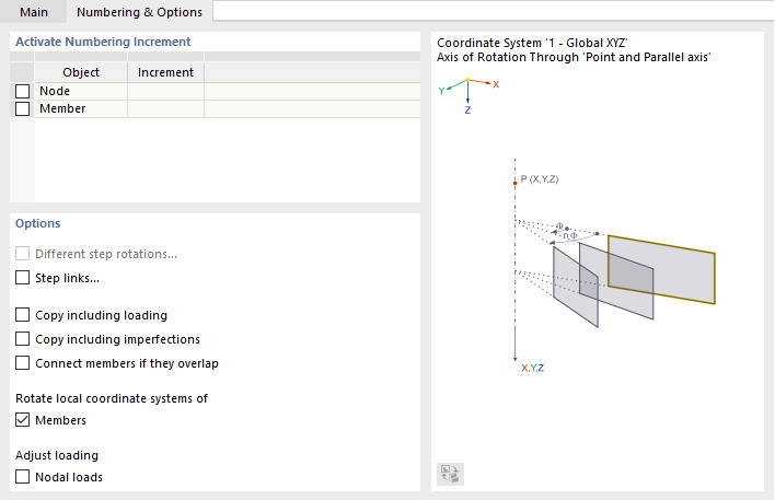 Defining Rotation for Coordinate Systems and Loading